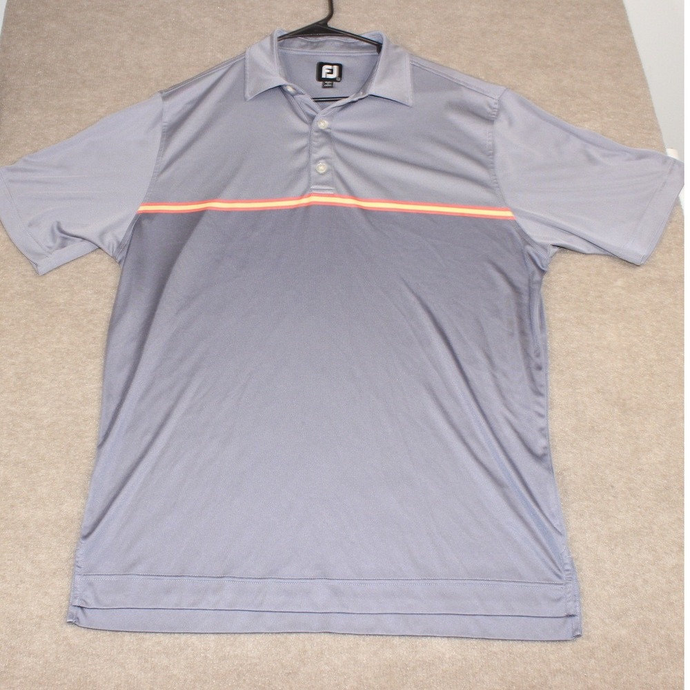 FootJoy FJ Mens Large Grey Striped ProDry Performance Golf Polo Shirt SS